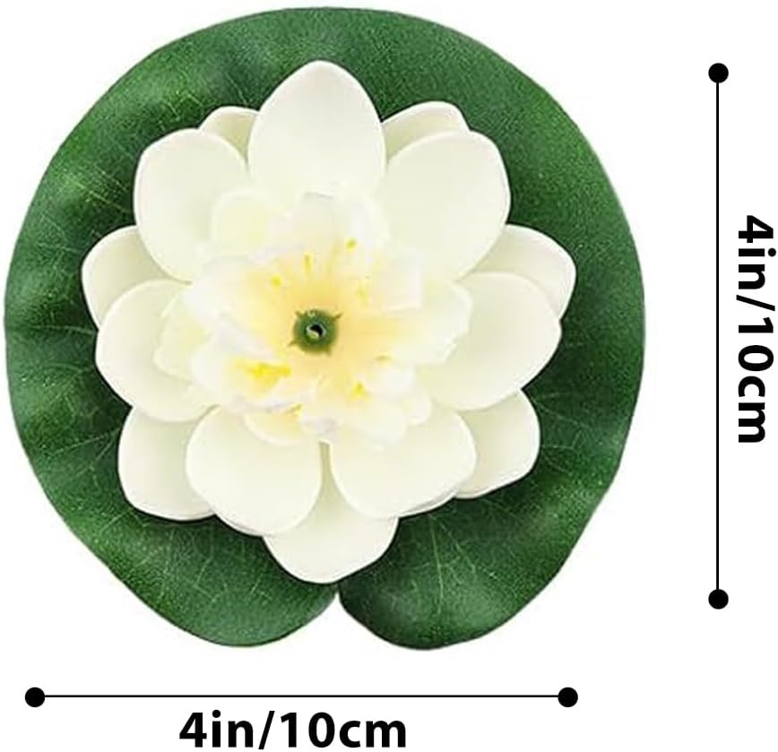 7 PCS Artificial Floating Foam Lotus Flower with Water Lily Pad, Lifelike Orname