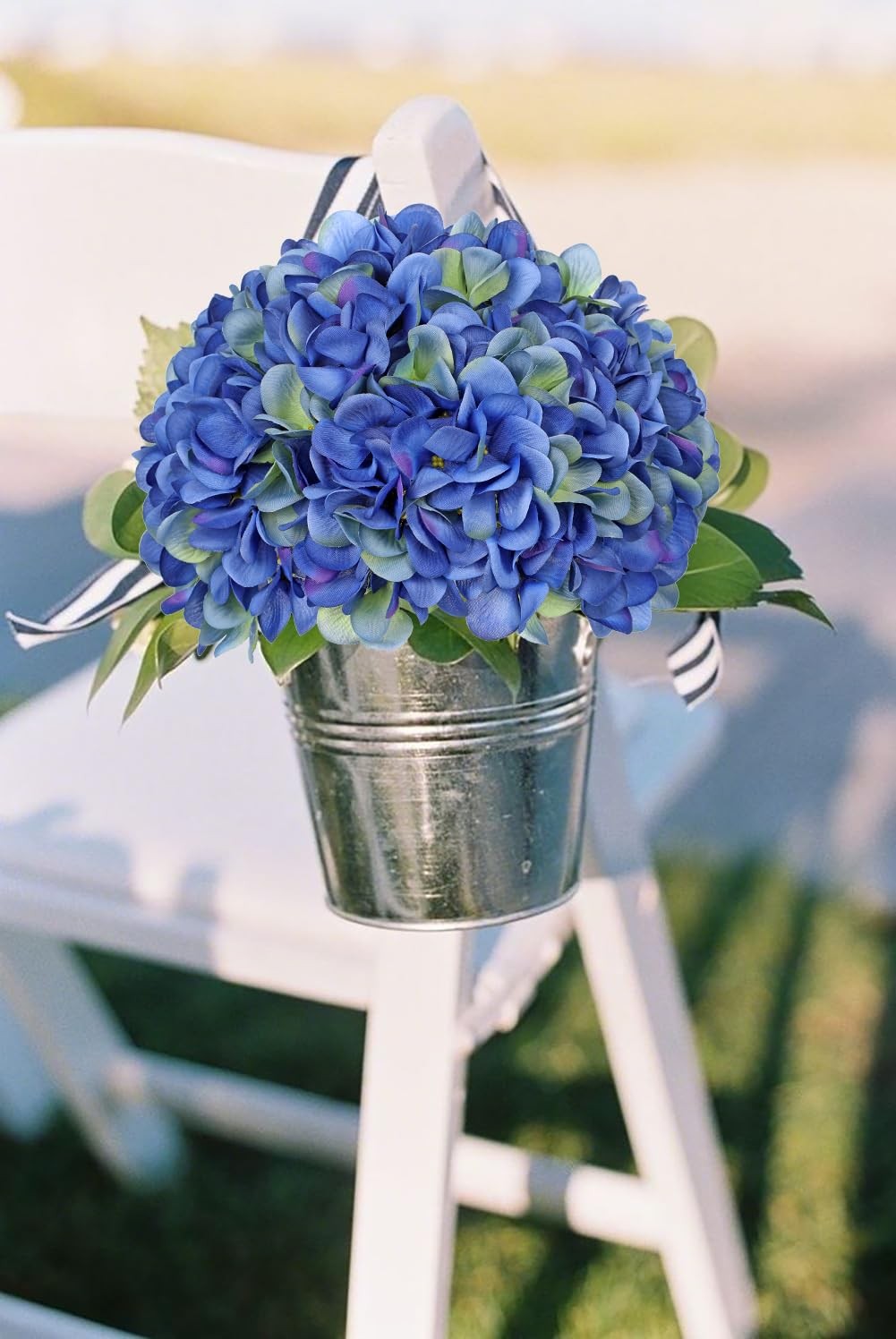 6 Pcs Blue Hydrangea Artificial Flowers Heads with Stems Silk Faux Hydrangea …