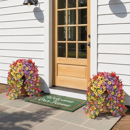 Bundles Artificial Hanging Morning Glory Flowers for Outdoor, 4 Mixed Color