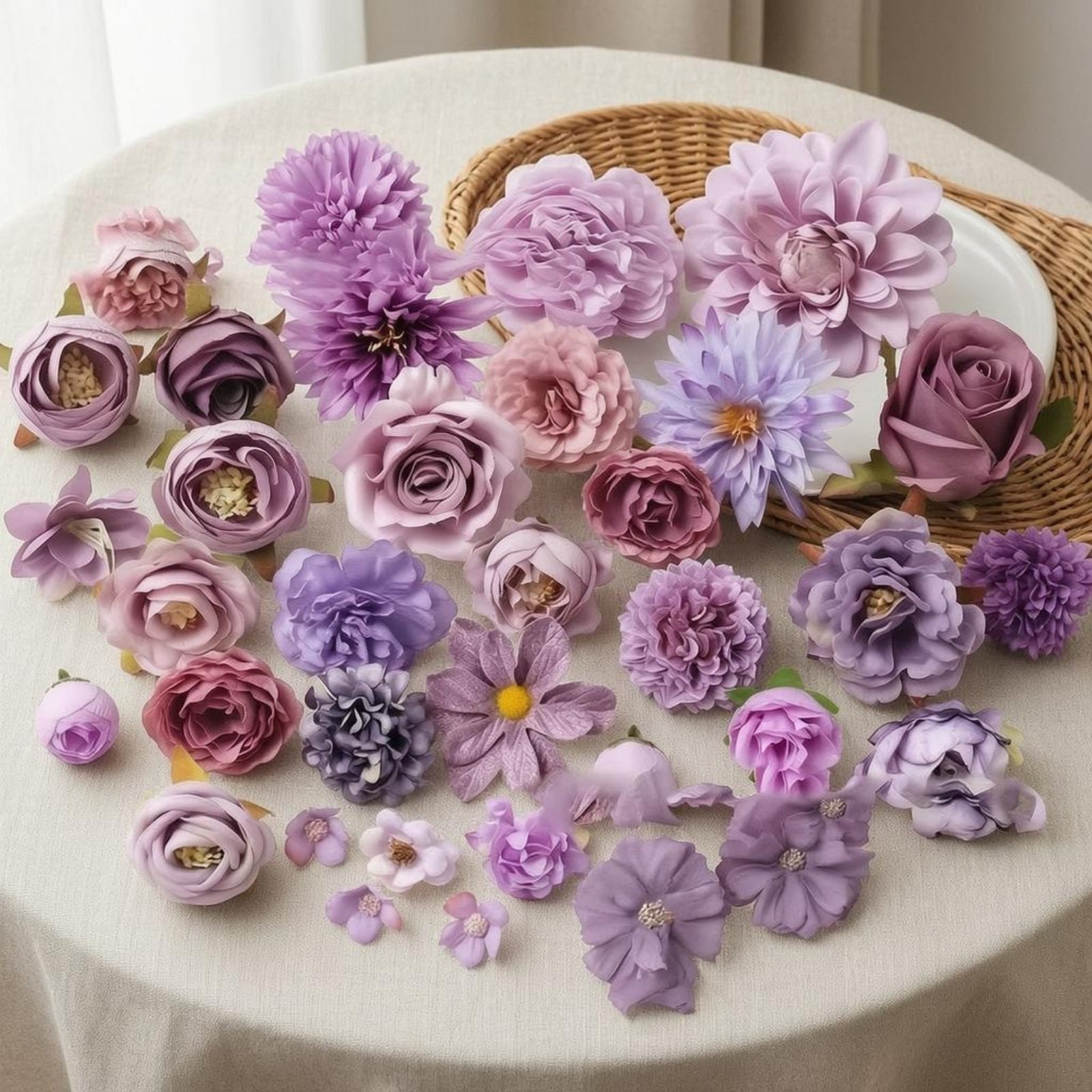 50 Pieces Faux Flower Heads Wedding Decoration Artificial Flower Heads