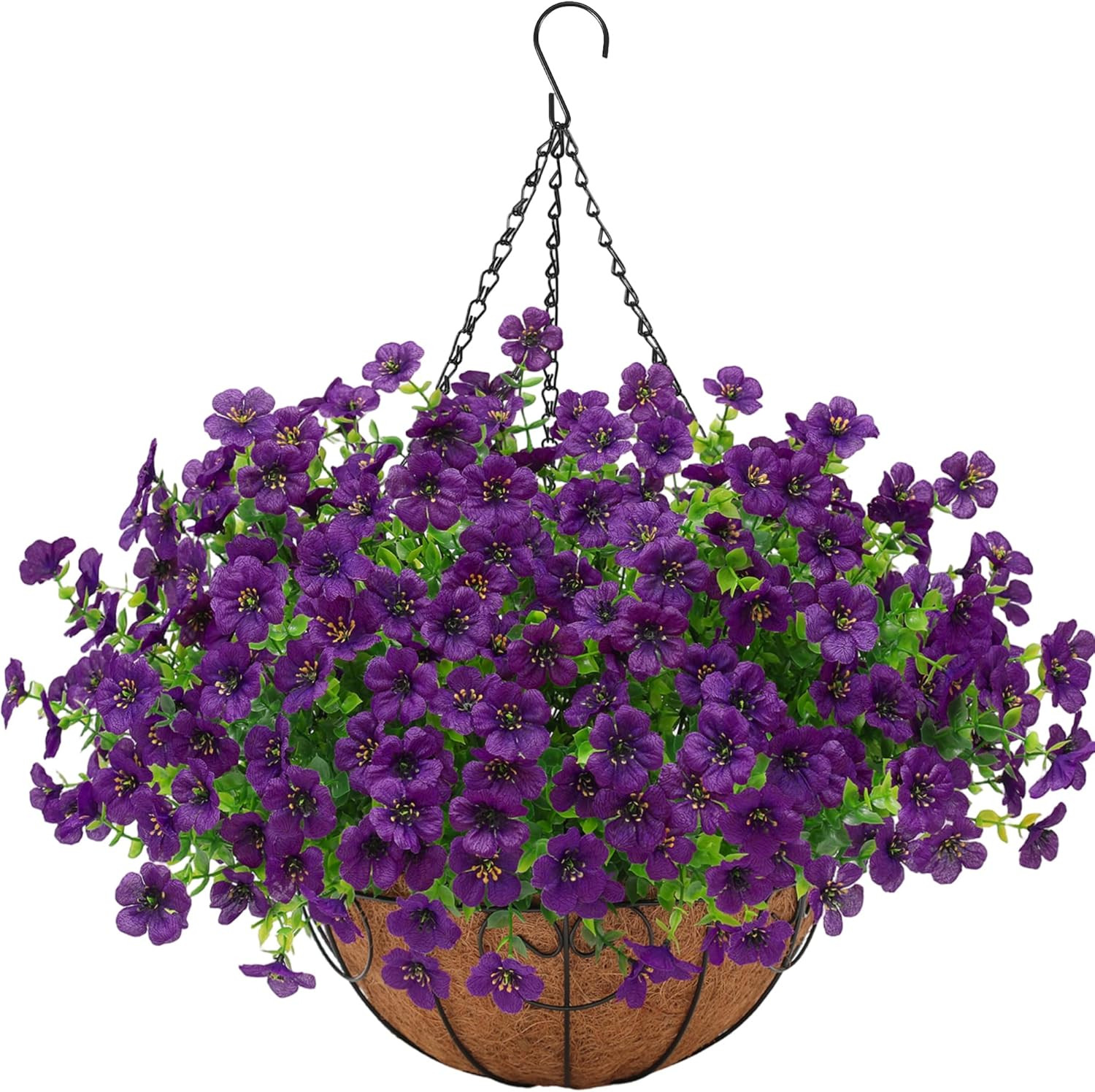 Artificial Faux Hanging Flowers Plants Basket for Outdoors outside Spring Summer