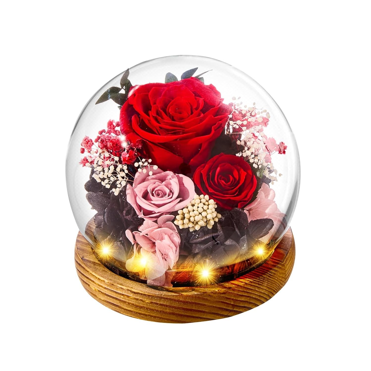 Forever Flowers Preserved Rose in Glass Dome Birthday Mothers Day Gift for Mom