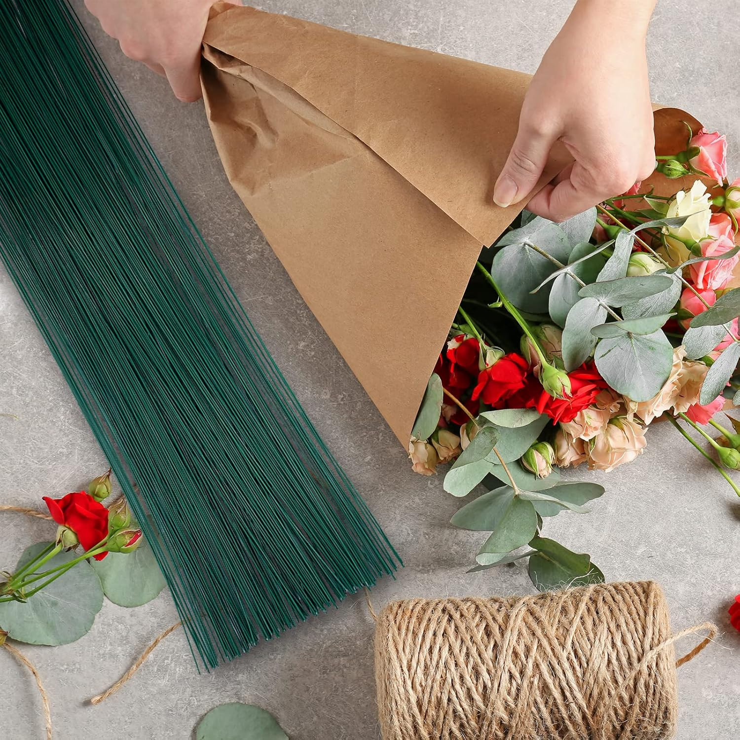 200 Pcs 16 Inch 22 Gauge Floral Flower Stem Wire for Flower Arrangements Bouquet