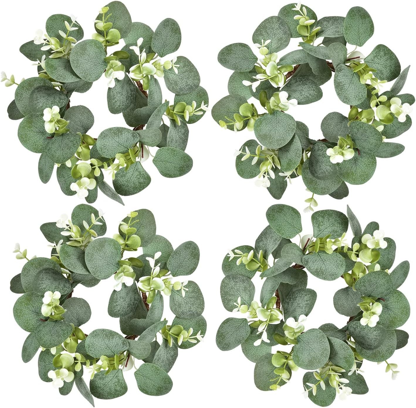 2 Pcs Eucalyptus Faux Kitchen Cabinet Artificial Greenery Farmhouse Wreath Door