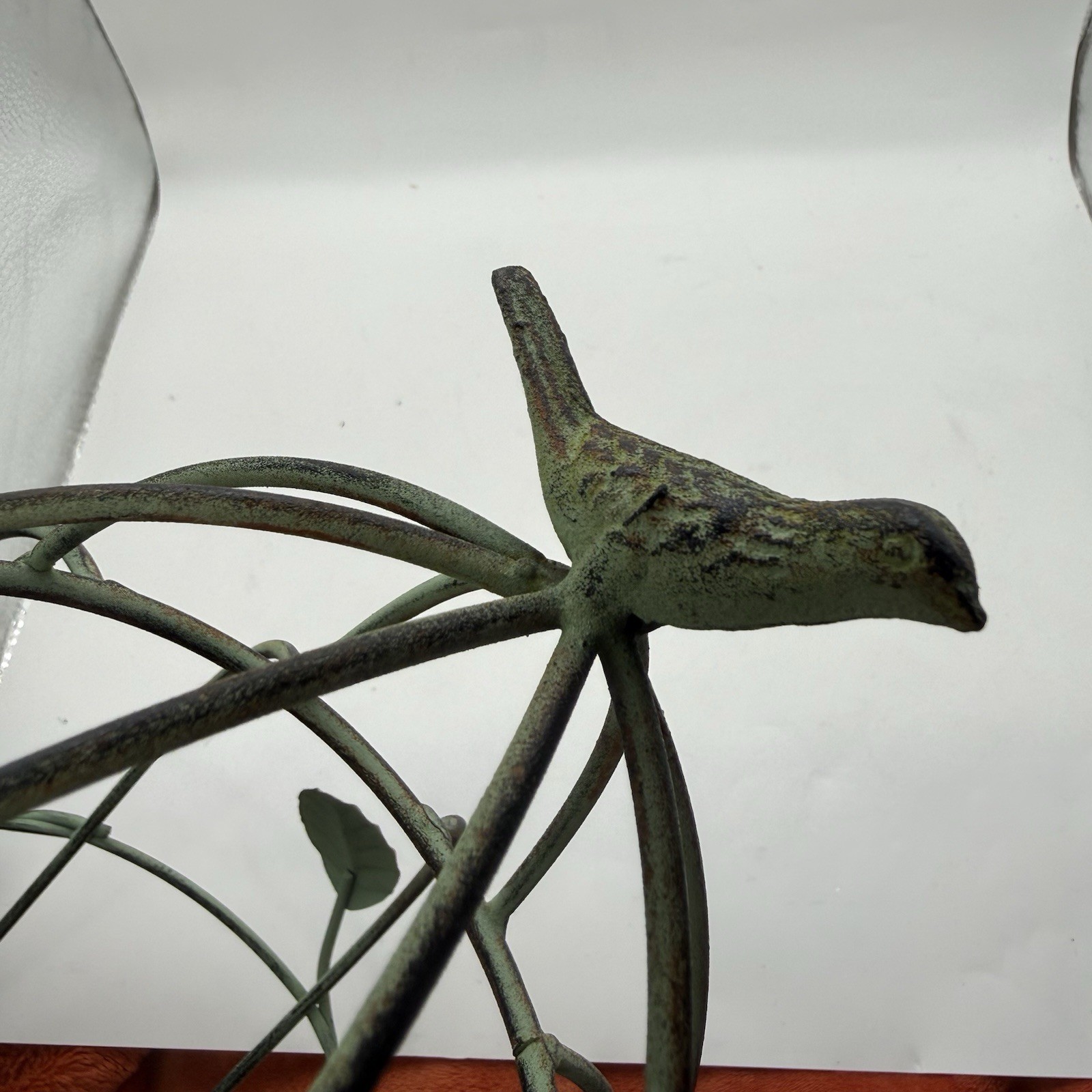Deco bird cage Green Patina Metal Cottage core Plant Flower 2 Pieces Roses Vtg