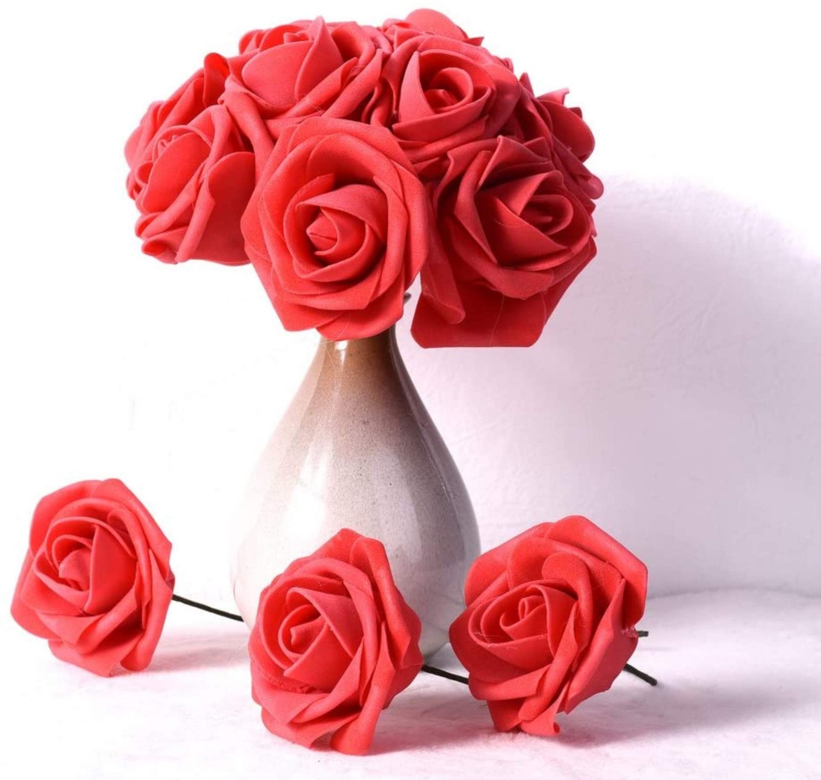 Artificial Rose Flowers 50pcs Pink Fake Roses Artificial Foam Roses Real Looking