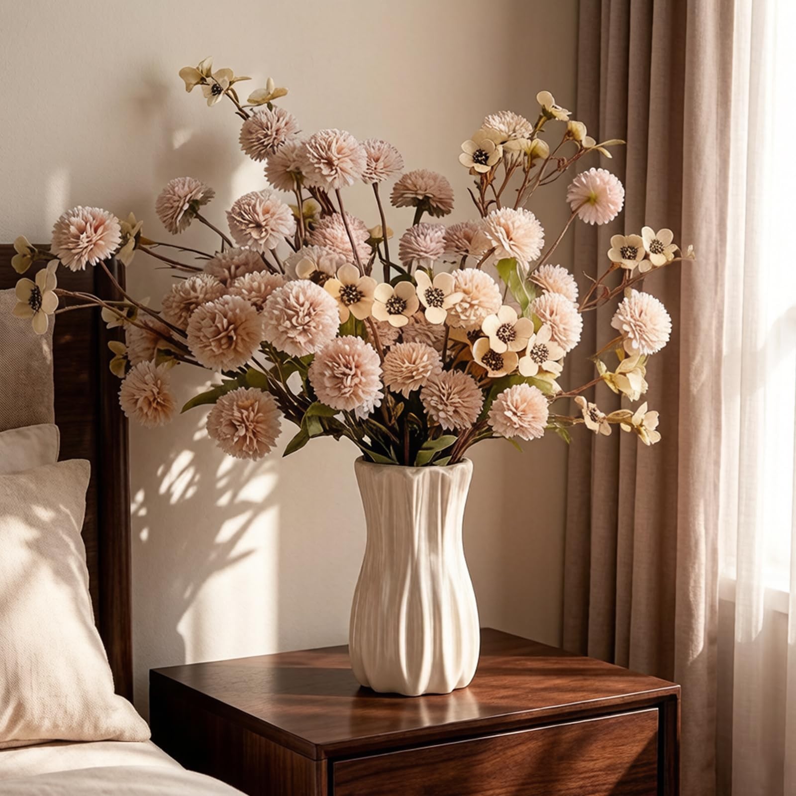 13Pcs Faux Kiku Flowers for Vase – Long Stem Artificial Flowers with Wax, Fak…