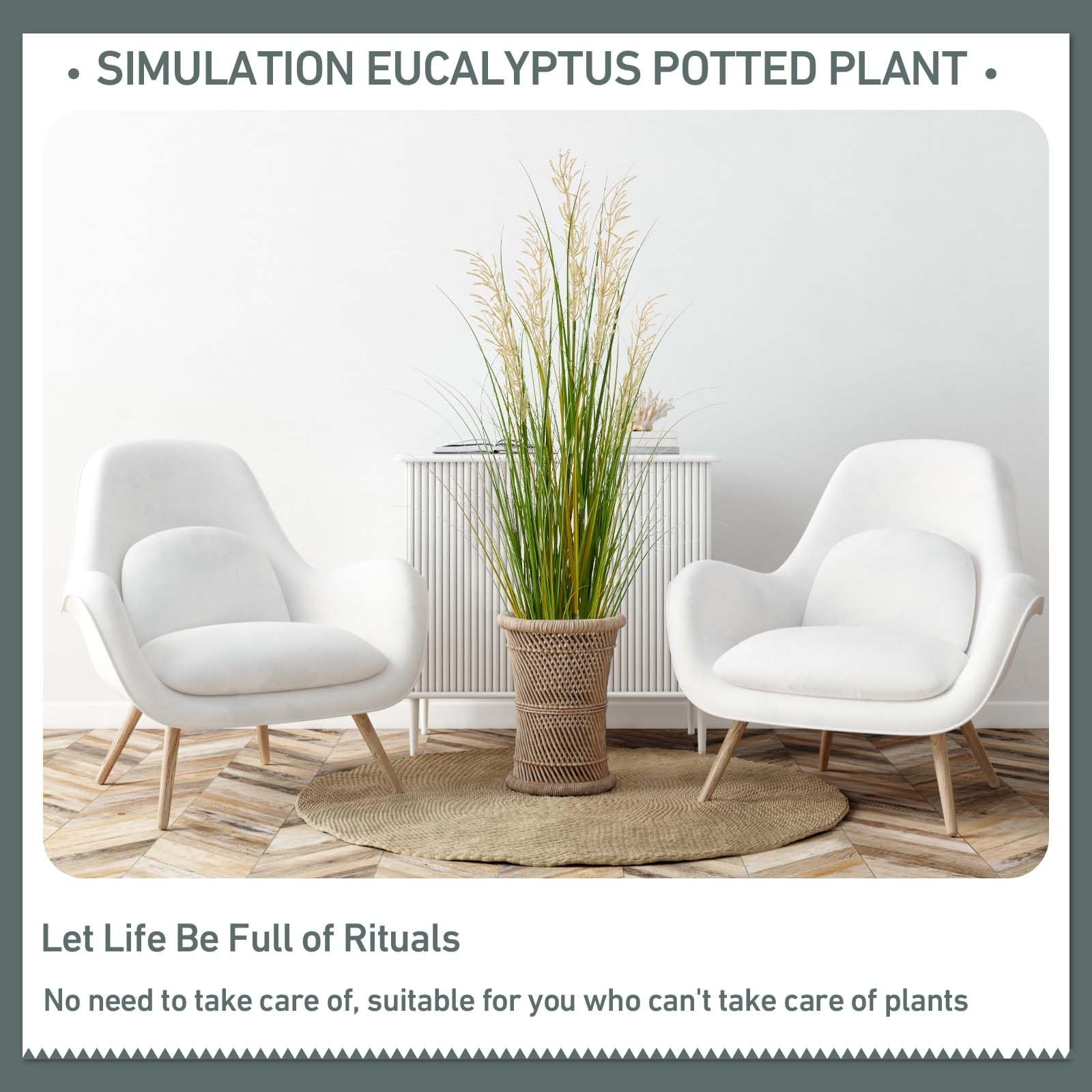 Artificial Plant, 47in Tall, 2pk Grass, Faux House Plants in Pot, Indoor Deco…