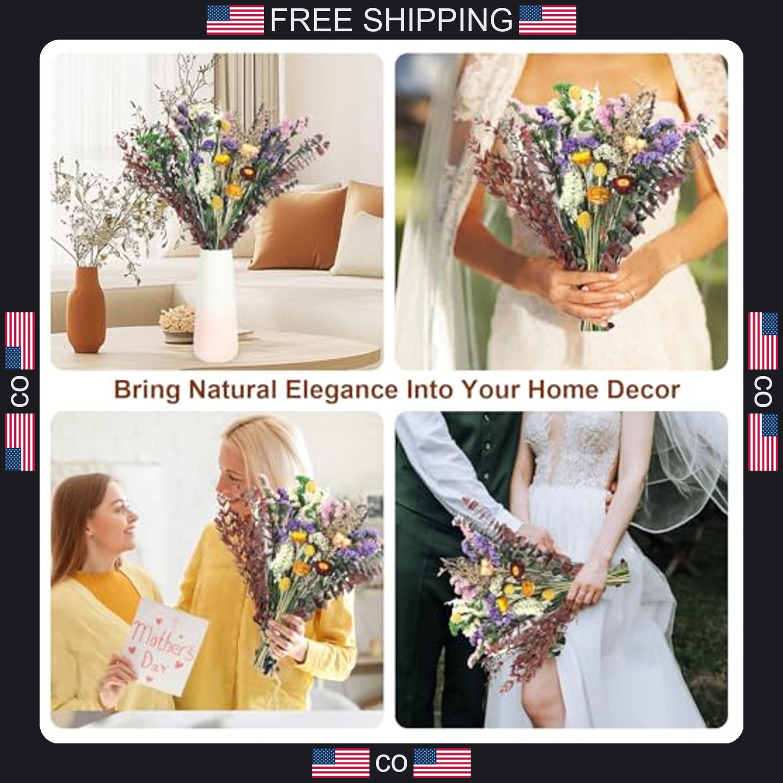 13-Piece Dried Flower Bouquet for Rustic and Boho Decor