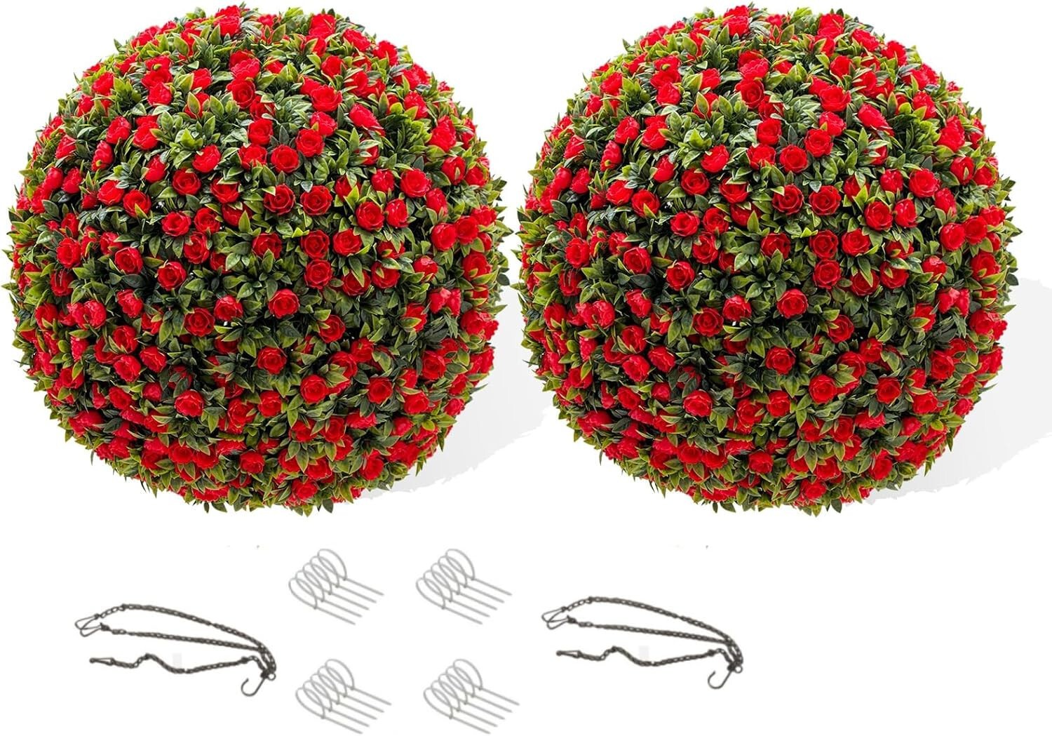 Set of 2 Artificial Topiary Flower Balls Hanging Grass Ball for Home Party Decor