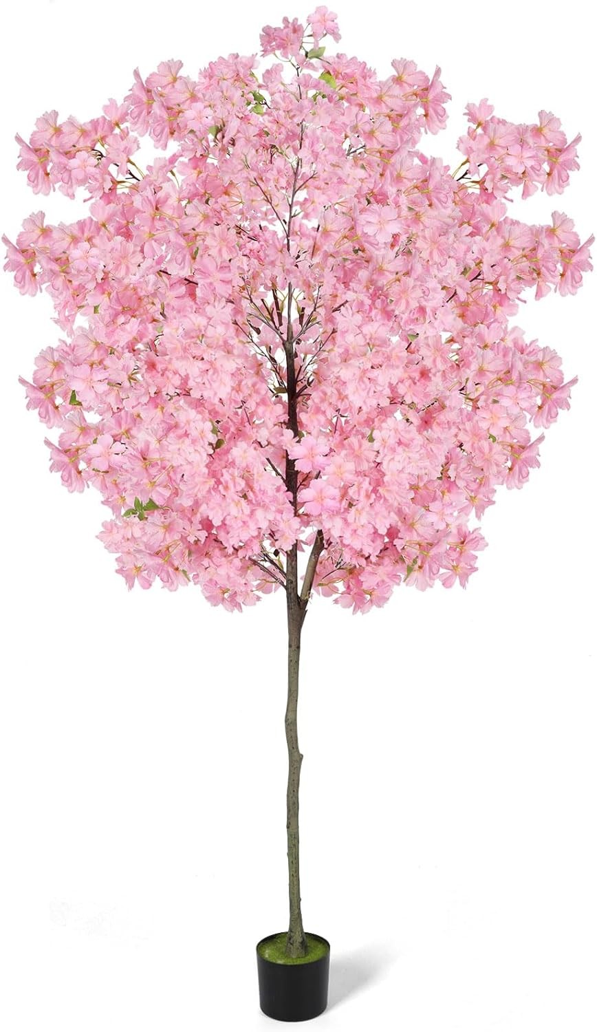6Ft Tall Cherry Blossom Artificial Tree,Fake Pink Cherry Blossom Tree,Lifelike