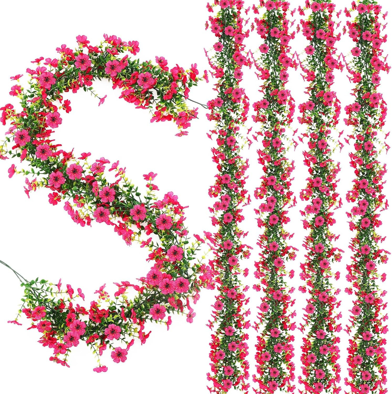 4 Pcs 6 Ft Artificial Flowers Wisteria Garland Fake Hanging Wisteria Flowers Gre