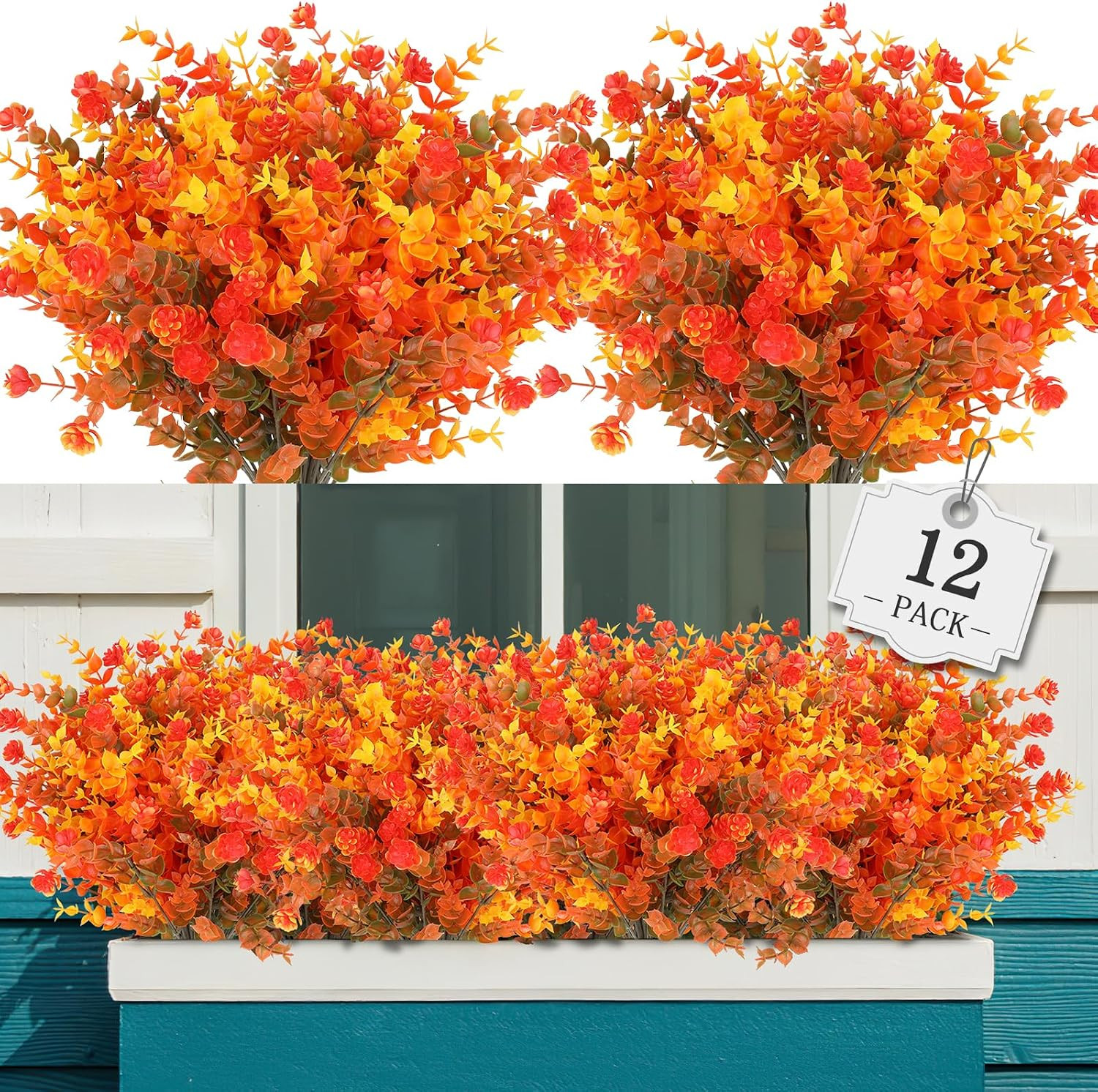 16 Bundles Artificial Fall Flowers Outdoor Indoor Decoration,No Fade Autumn Fake