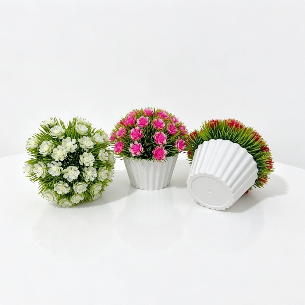 12 cm Tall Artificial Phalaenopsis Orchid in Round Pot for Indoor Decor