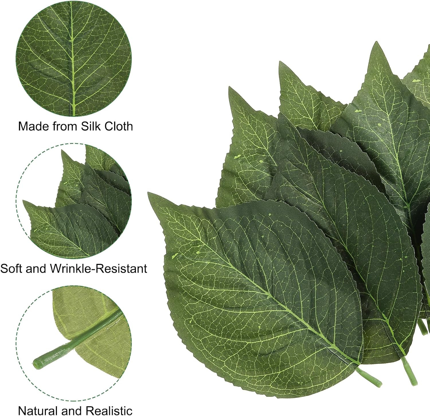 5.12X3.15 Artificial Silk Hydrangea Leaf, 80Pcs Artificial Greenery Fake Leaves