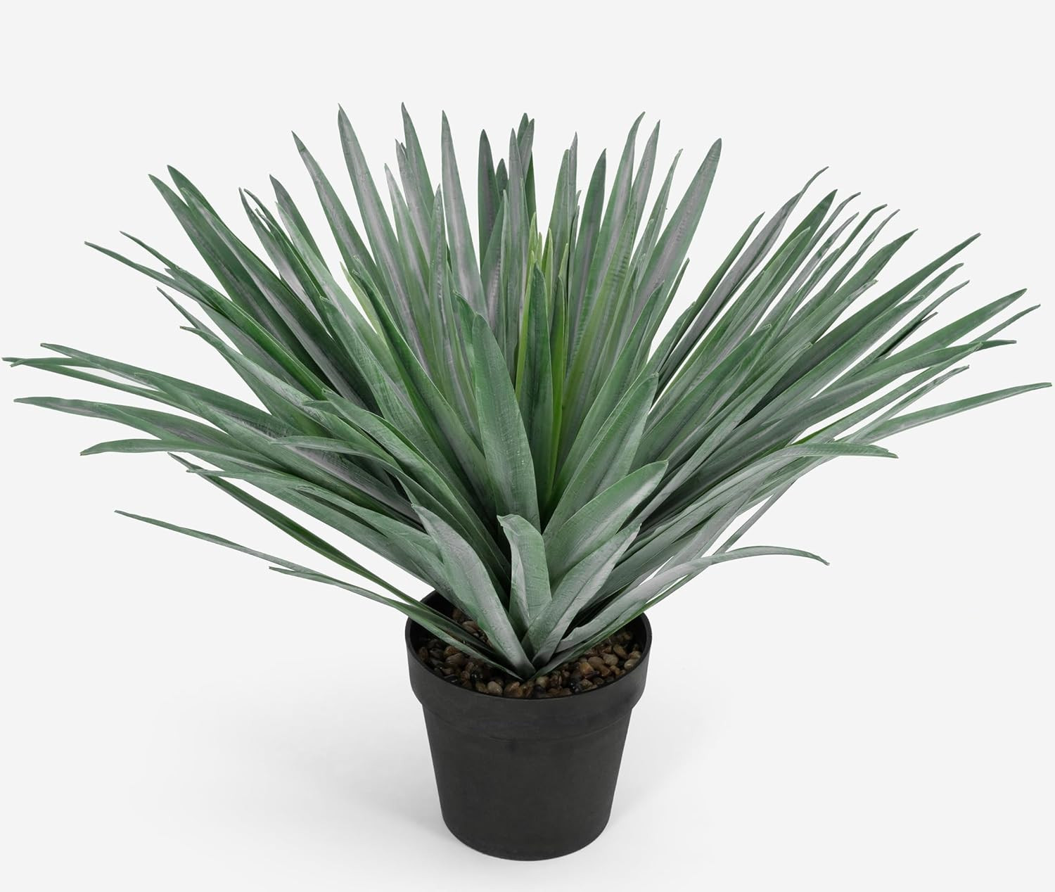 SUNPRAIRIE 27 Inches Tall Artificial Agave Plant in Black Pot with Real Stone Pe