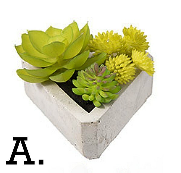 3.75″ X2.75″ FAUX SUCCULENT in TRIANGLE CONCRETE CONTAINER CHOICE of 4 Realistic
