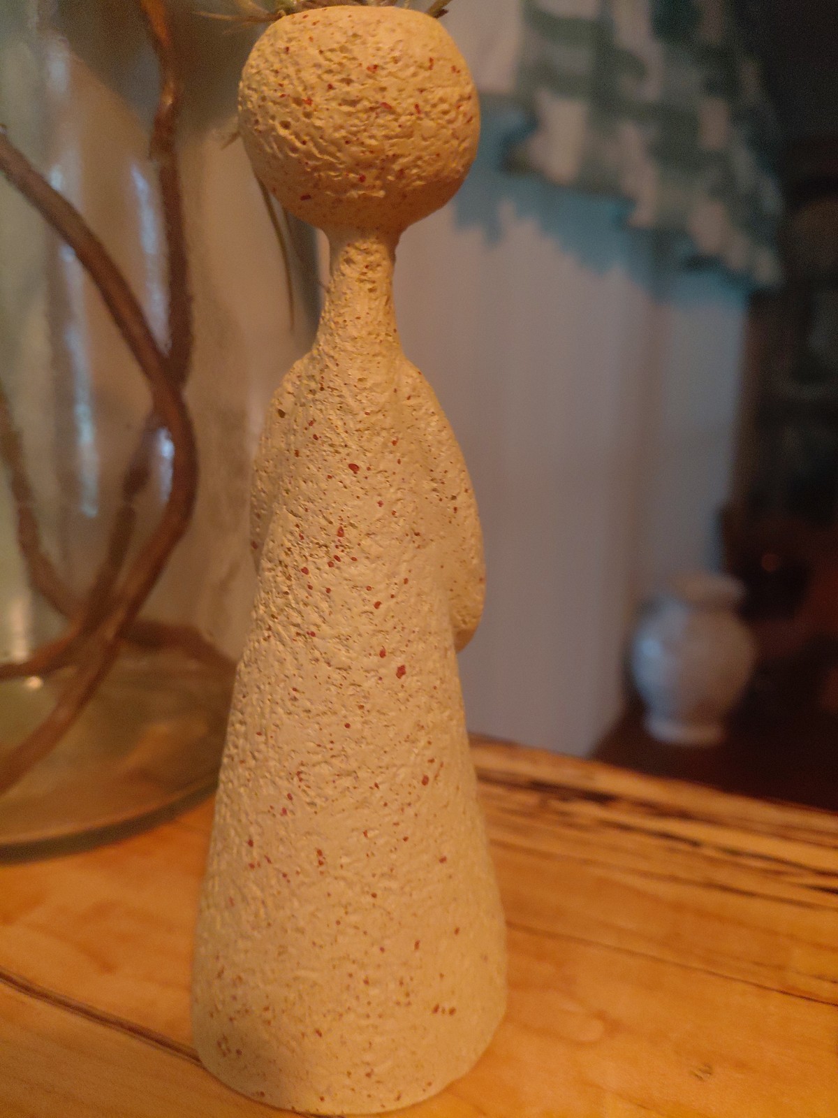 Anthropomorphic Air Plant Or Candle Holder Whimsical Speckled Resin Figure