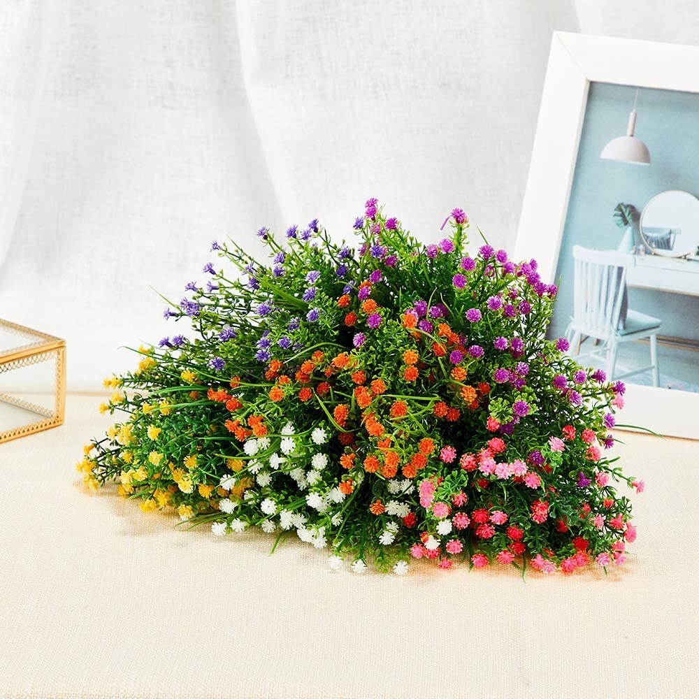 Outdoor Indoor Artificial Flowers Baby Breath Fake Flowers UV Resistant Purple