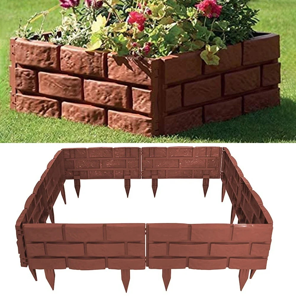 Garden Edge Fence 1/4pcs Imitation Stone Brick Lawn Plants Flowers and Support