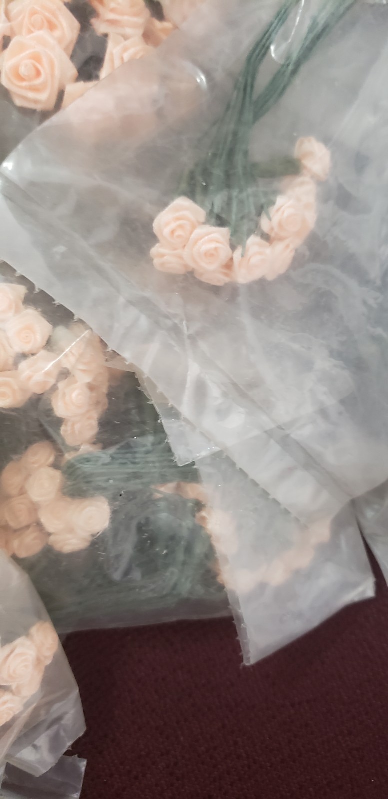Peach Wedding Flowers W Floral Taped Stems Craft Supplies Vintage