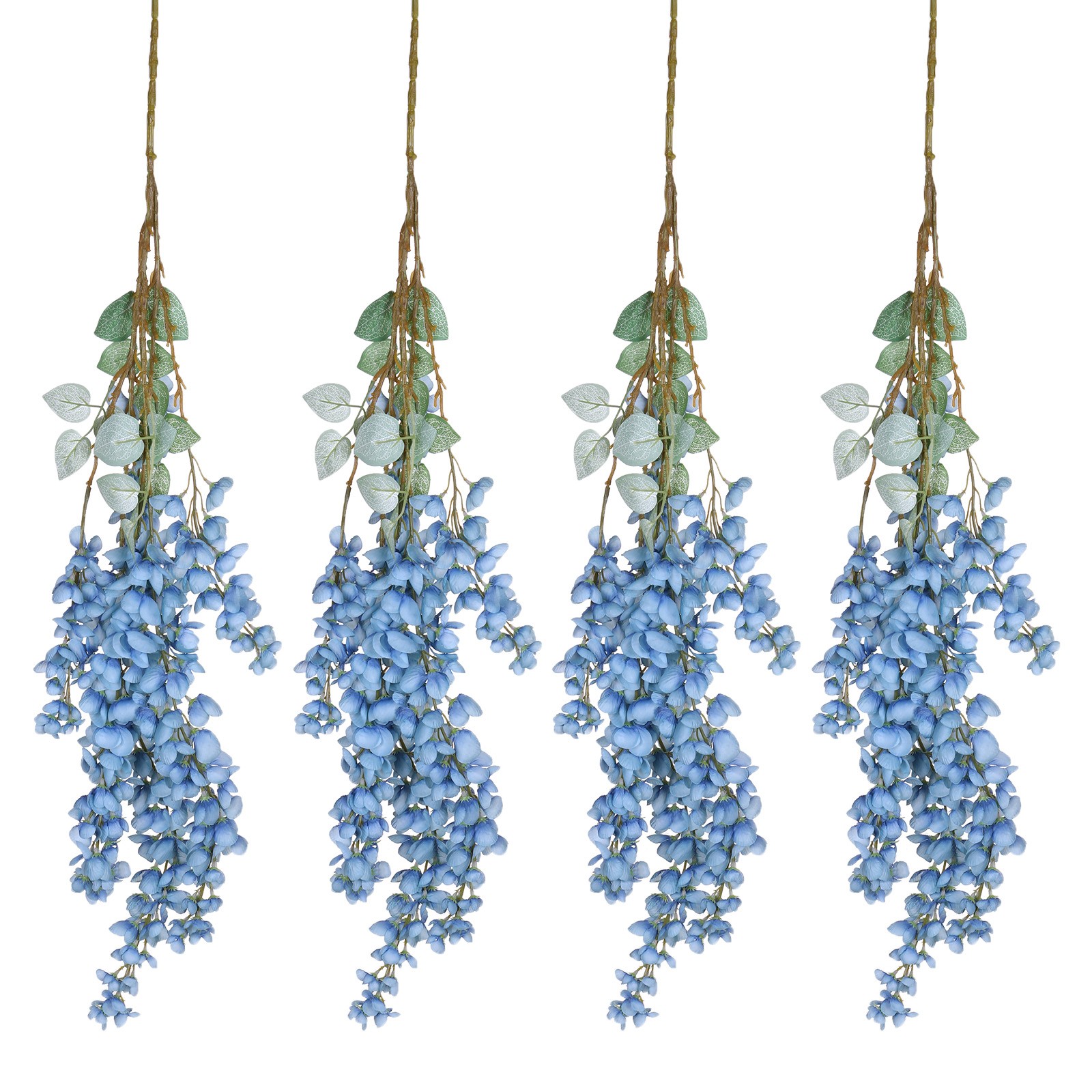 Fake Hanging Vine Flower Artificial Silk Flowers 39.4 Inch 4pcs Dark Blue