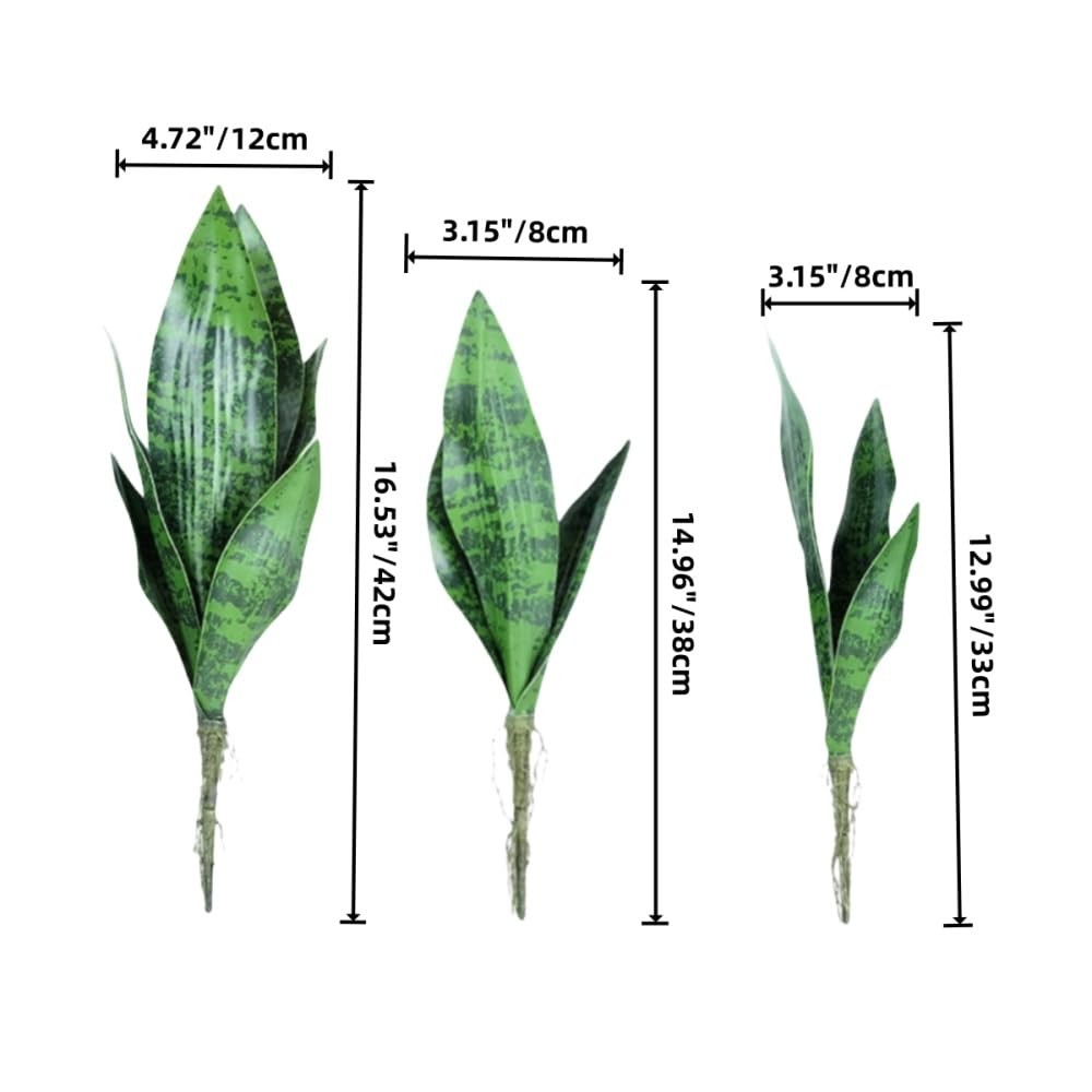Artificial Snake Plants 3Pcs Faux Sansevieria Plant Faux Silk Agave,3 Sizes G…