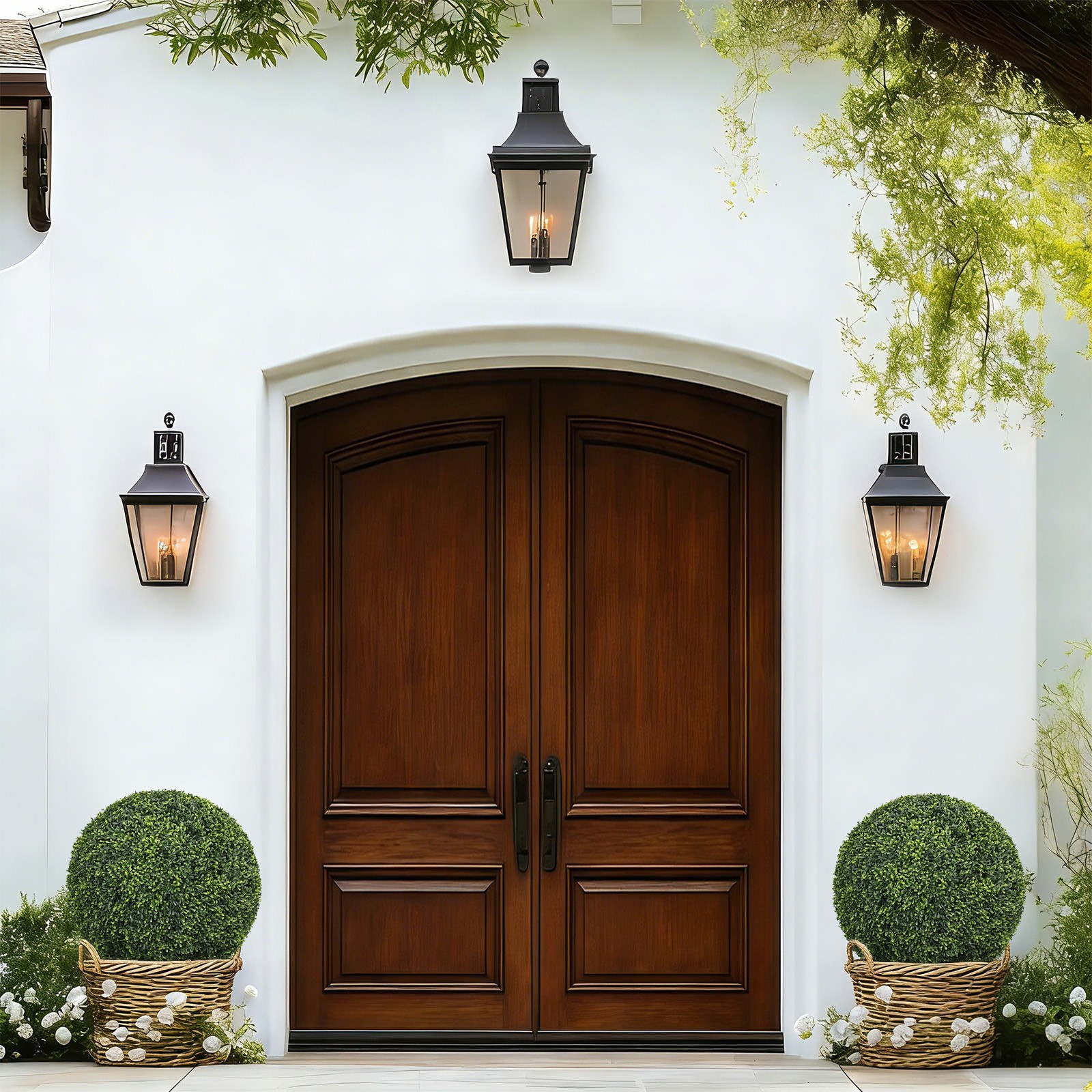 Artificial Boxwood Topiary Balls 22.4″ Outdoor Garden Decor, 2pc Set