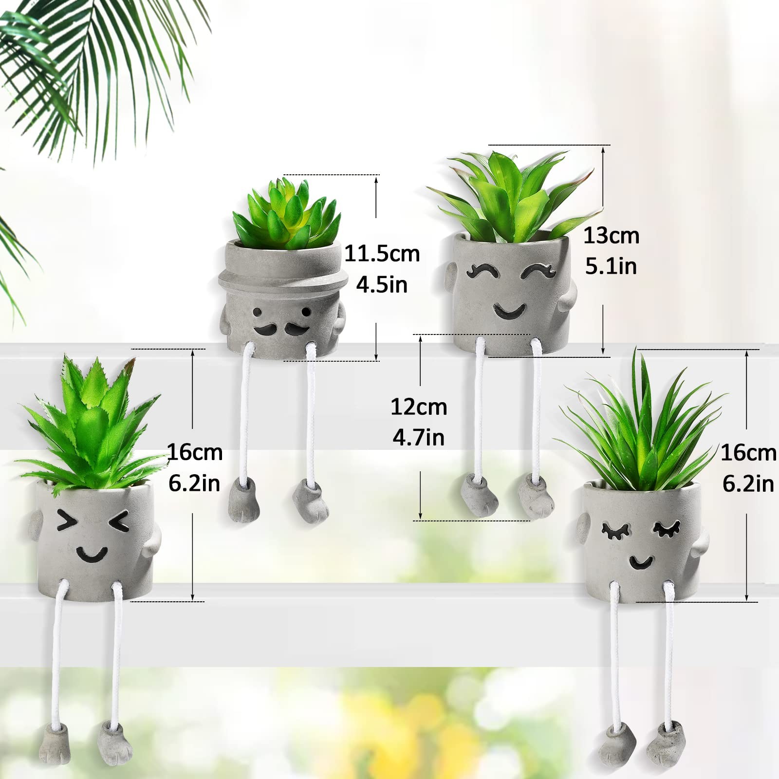 Creative Artificial Succulent Plants with Pots – 4 Pieces Mini Fake Plant Fau…