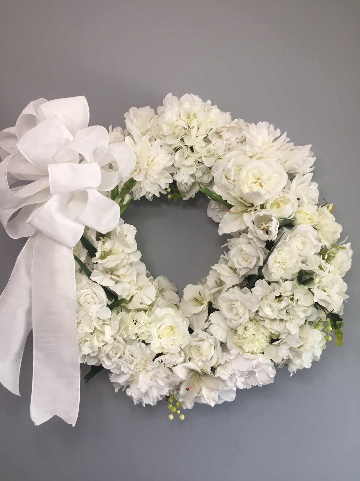 Modern 24” Pure White Wreath, Wedding, Bridal, Peaceful, And Keepsake