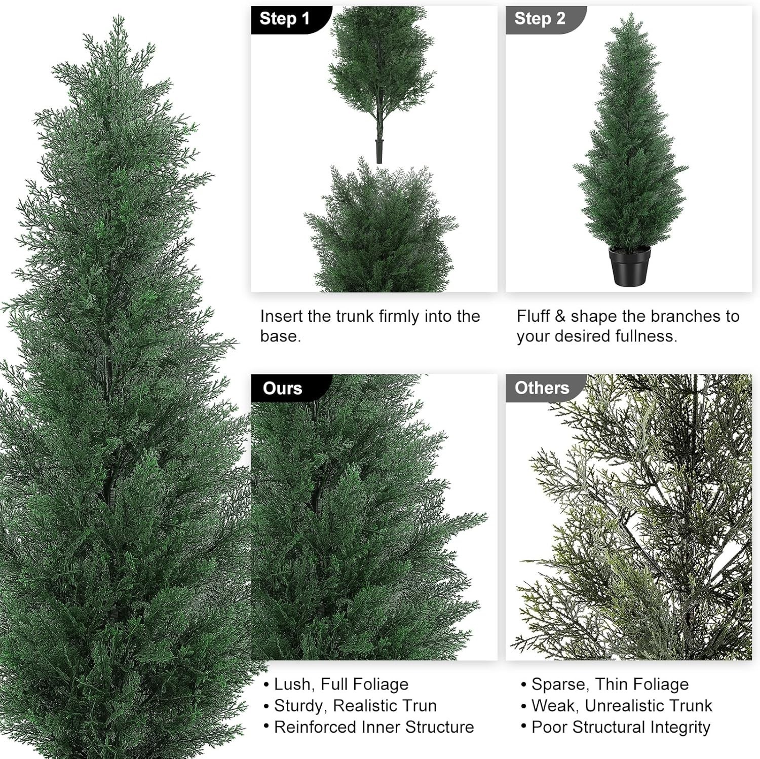 NEW 3FT Artificial Cedar Trees Set of 2 UV Resistant Faux Evergreen Decor