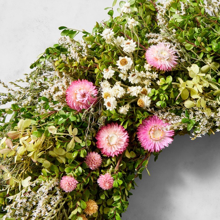 Famille Rose Live Wreath – Spring Florals-Williams Sonoma|35383