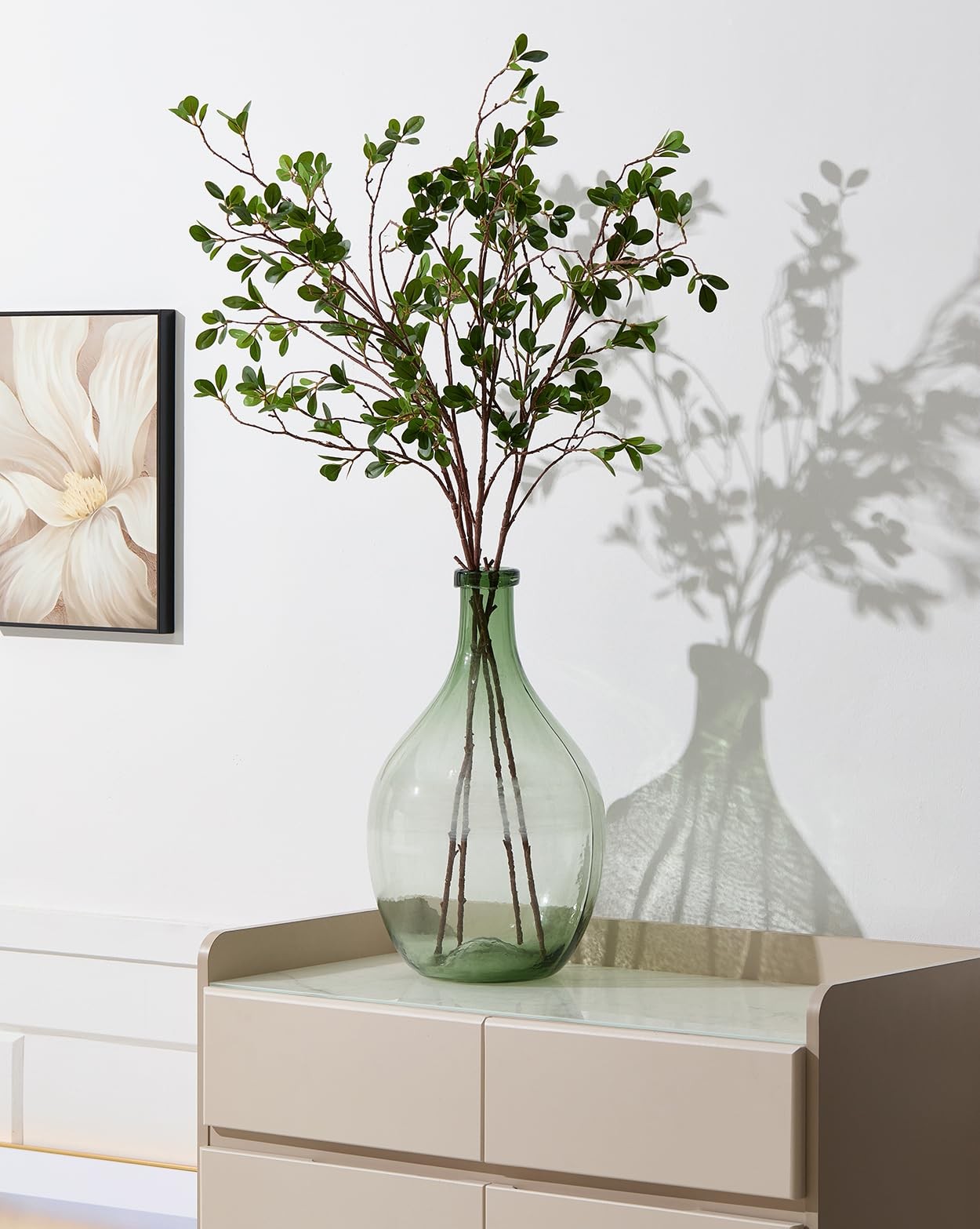 4Pcs Realistic Artificial Greenery Stems – 43″ Faux Branches for Vase,Tall Fa…