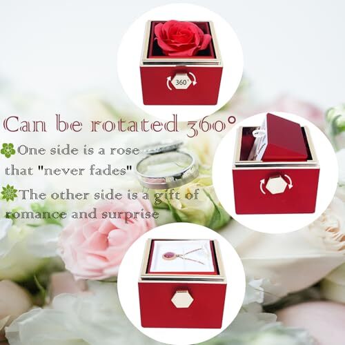 Gift for Mothers Day Rose Ring Box Velvet Jewelry Box Eternal Rose Box Red