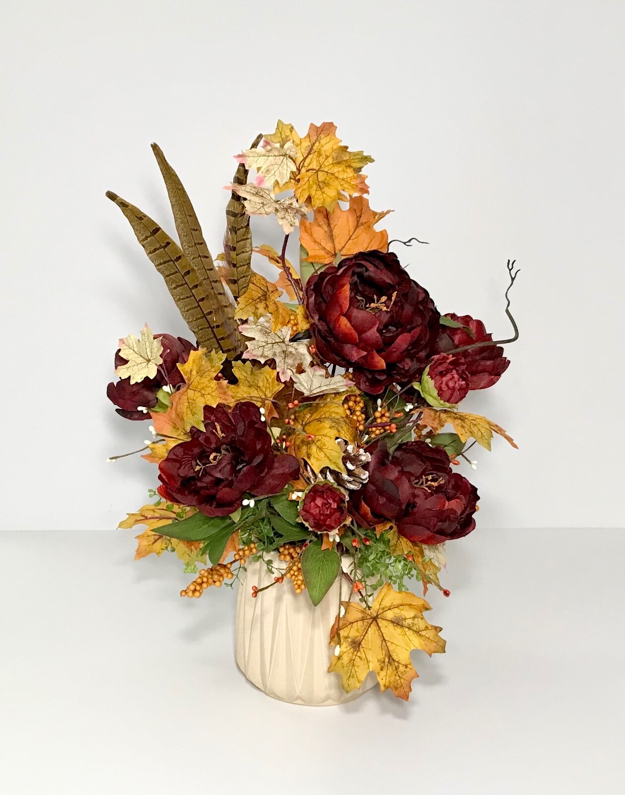 ELEGANT FLORAL ARRANGEMENT FALL HARVEST THANKSGIVING TABLE DECORATION GIFT NEW