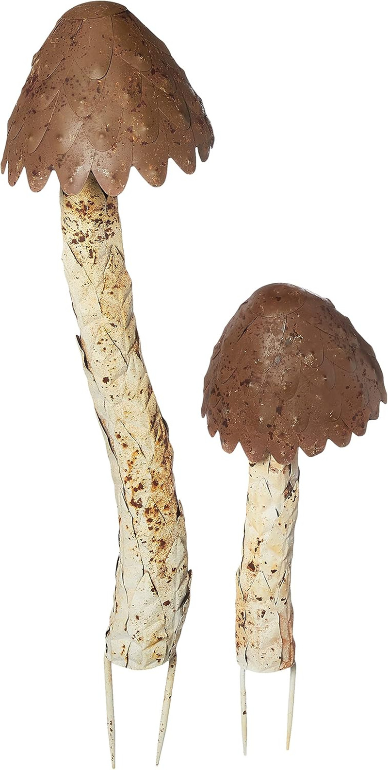 Set of Metal Mushrooms, One Size, Brown