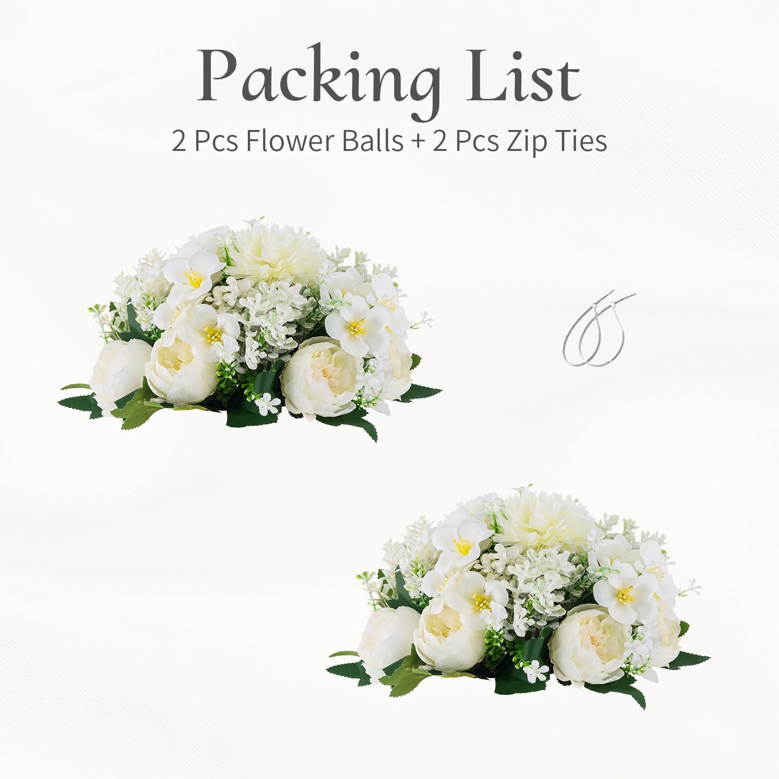 Flower Balls Centerpieces for Tables: 2 PCS White Flowers for Centerpieces Fl…