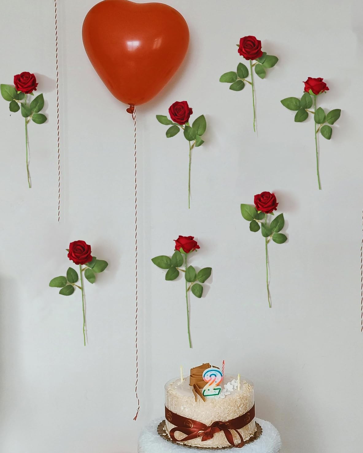 Red Roses Artificial Flowers Burgundy with Long Stem Home Wedding Centerpiece