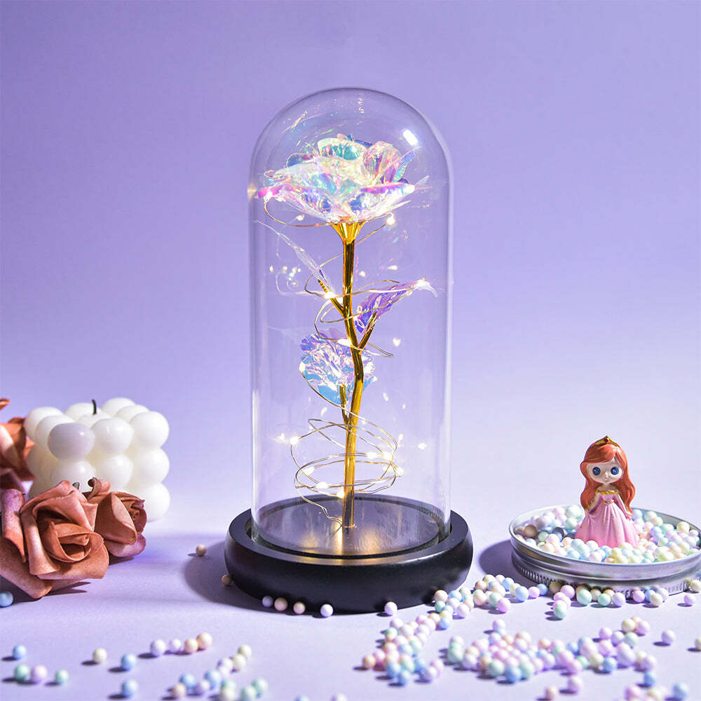 Brand New – Crystal Galaxy Enchanted LED Glass Forever Rose Home Decoration Gift