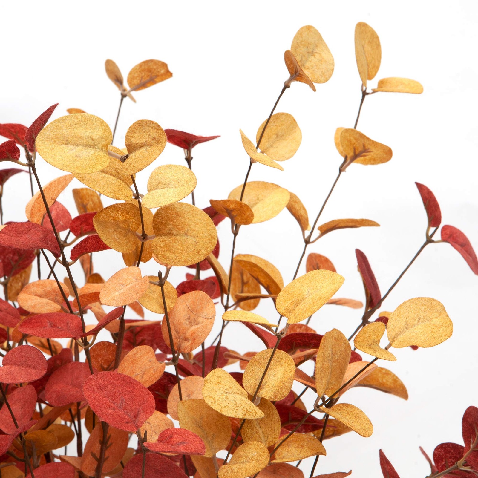 Eucalyptus Stems 6 Pcs, Fall Autumn Decor, Artificial Leaves, Orange