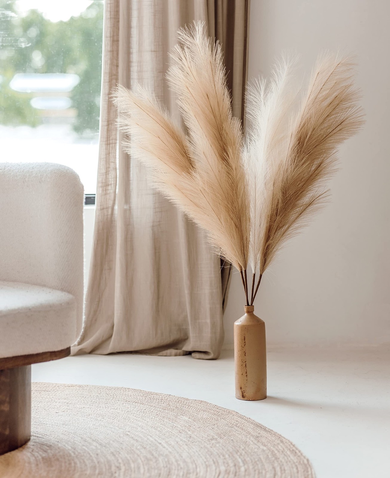 43″ / 3.6 ft Pampas Grass Tall 4 Pcs – Artificial Large Pampas Grass Decor fo…