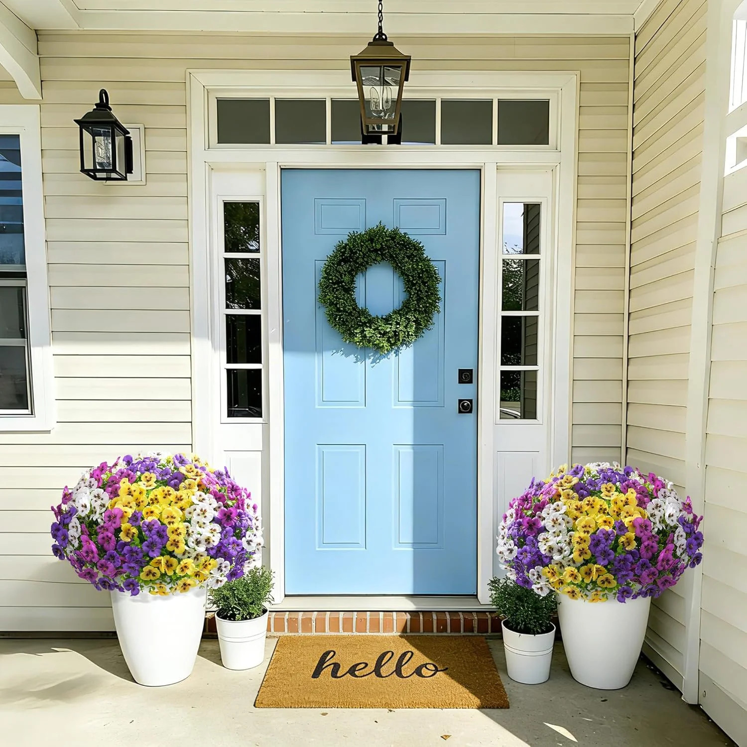 Ivydale 20PCS Artificial Fake Pansy Flowers for Outdoors Spring Sumer Decor, Fau