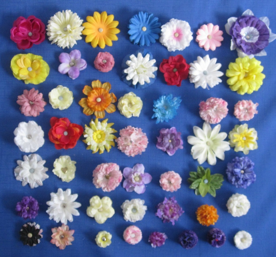 #5 Lot-50 Small/Medium Layers Used Silk Flower Petals 1-3″ Brads Multiple Colors