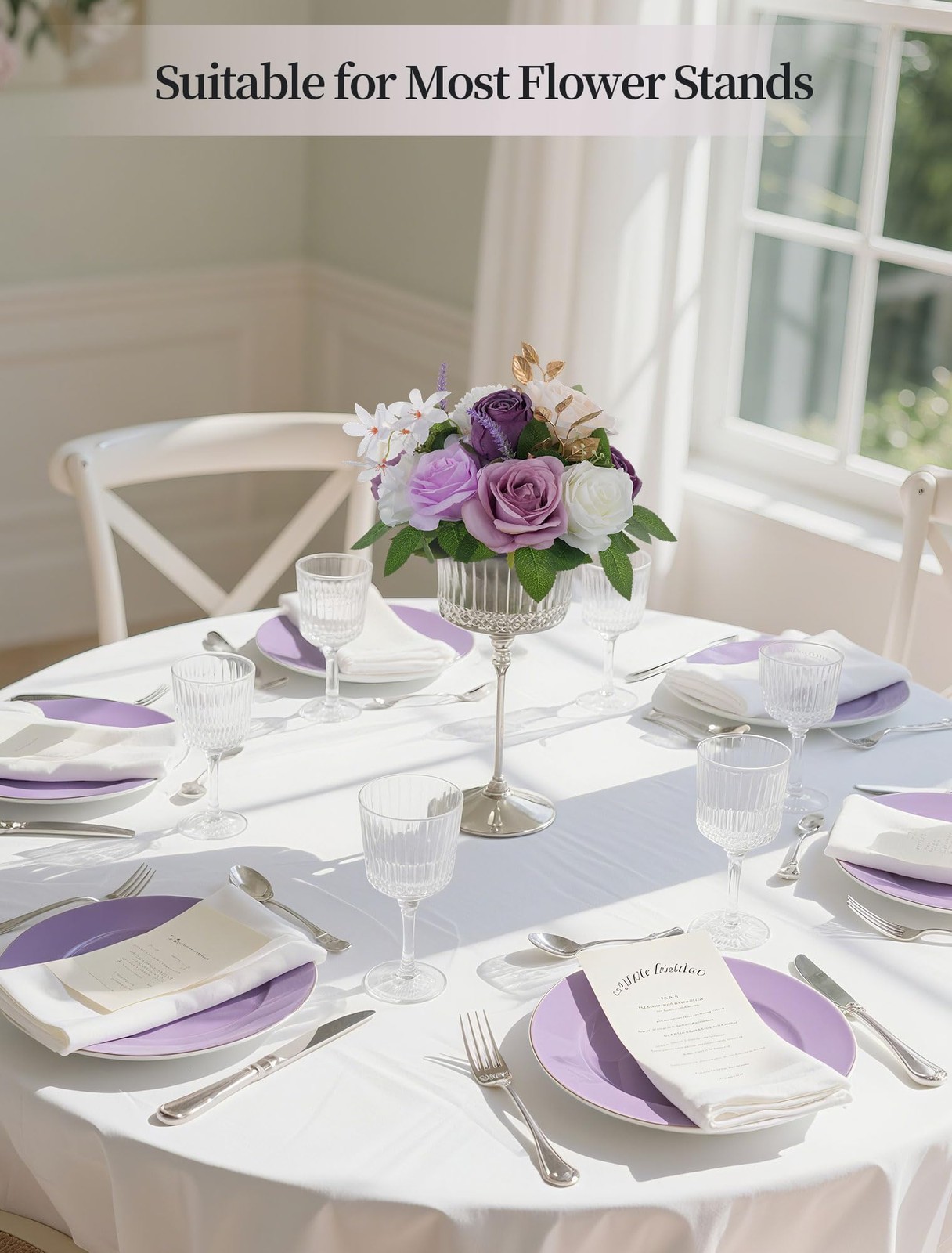 2 PCS Artificial Flowers Ball Wedding Centerpieces Lilac Rose Silk Faux Floral