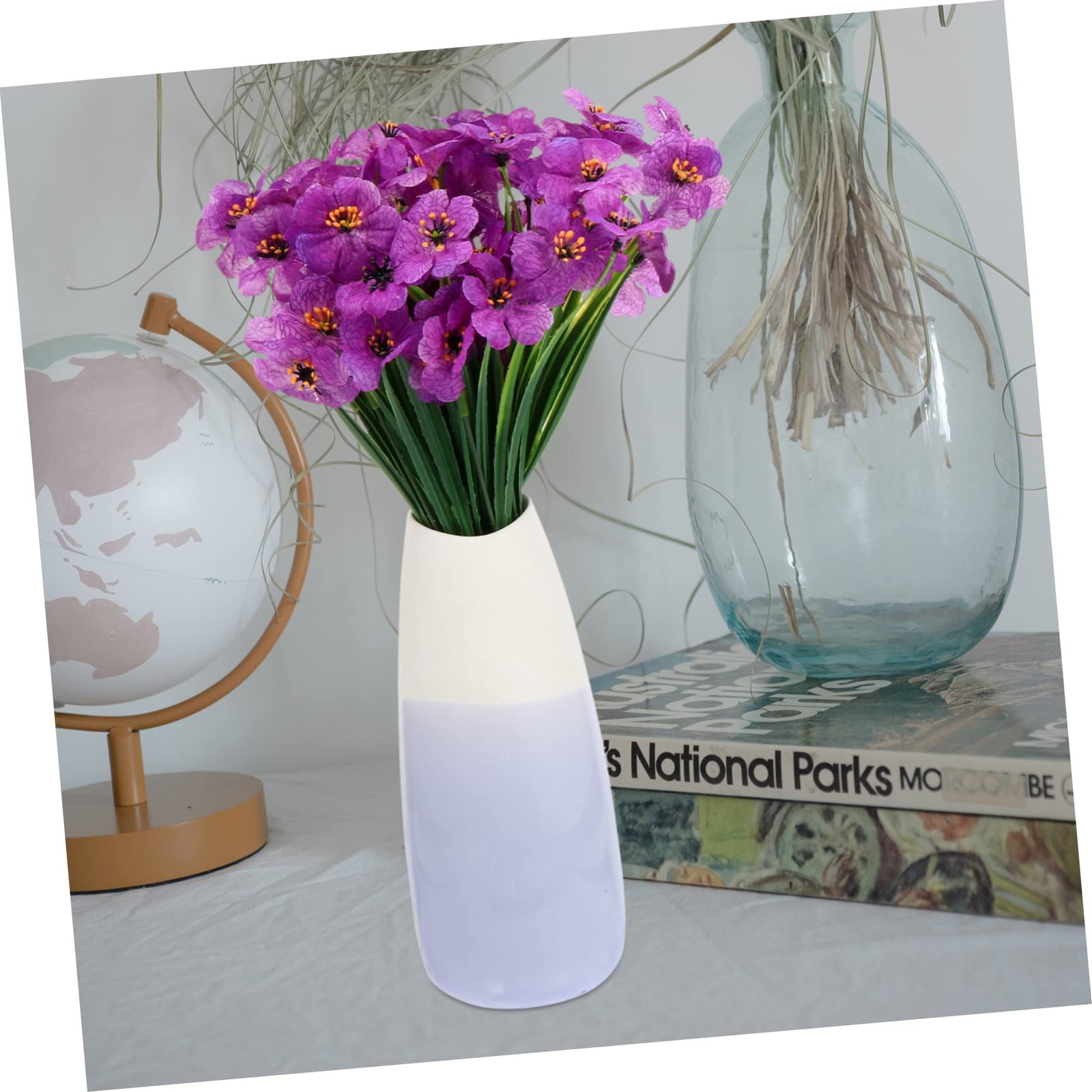 Simulated Violet Flowers 4 Pcs Faux African Violets with Silk Stems 11.41X5.9…