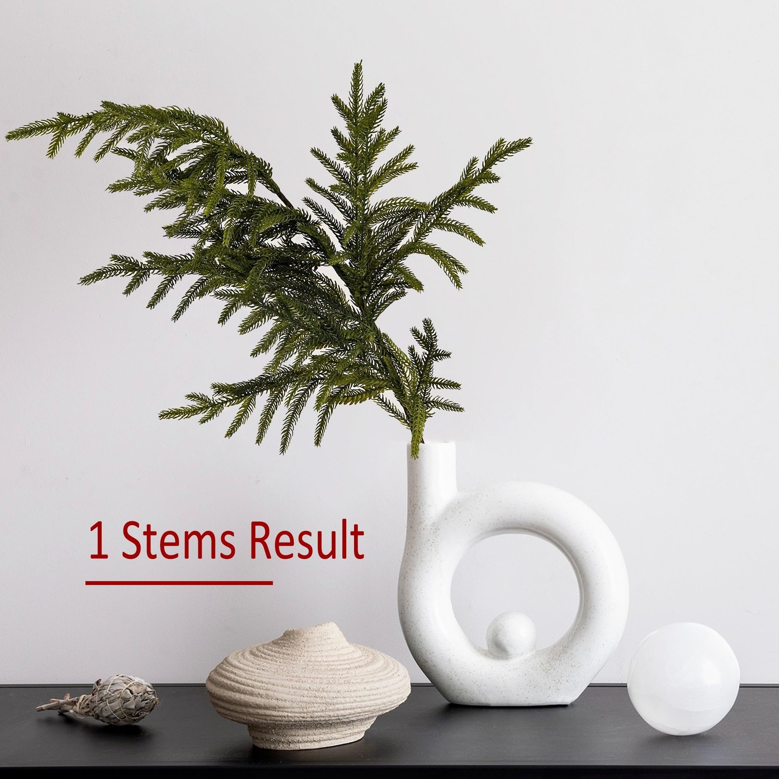 Norfolk Pine Stems 35.8″ / 91cm, 6 Pcs Christmas Pine Branches, Real Touch Gr…