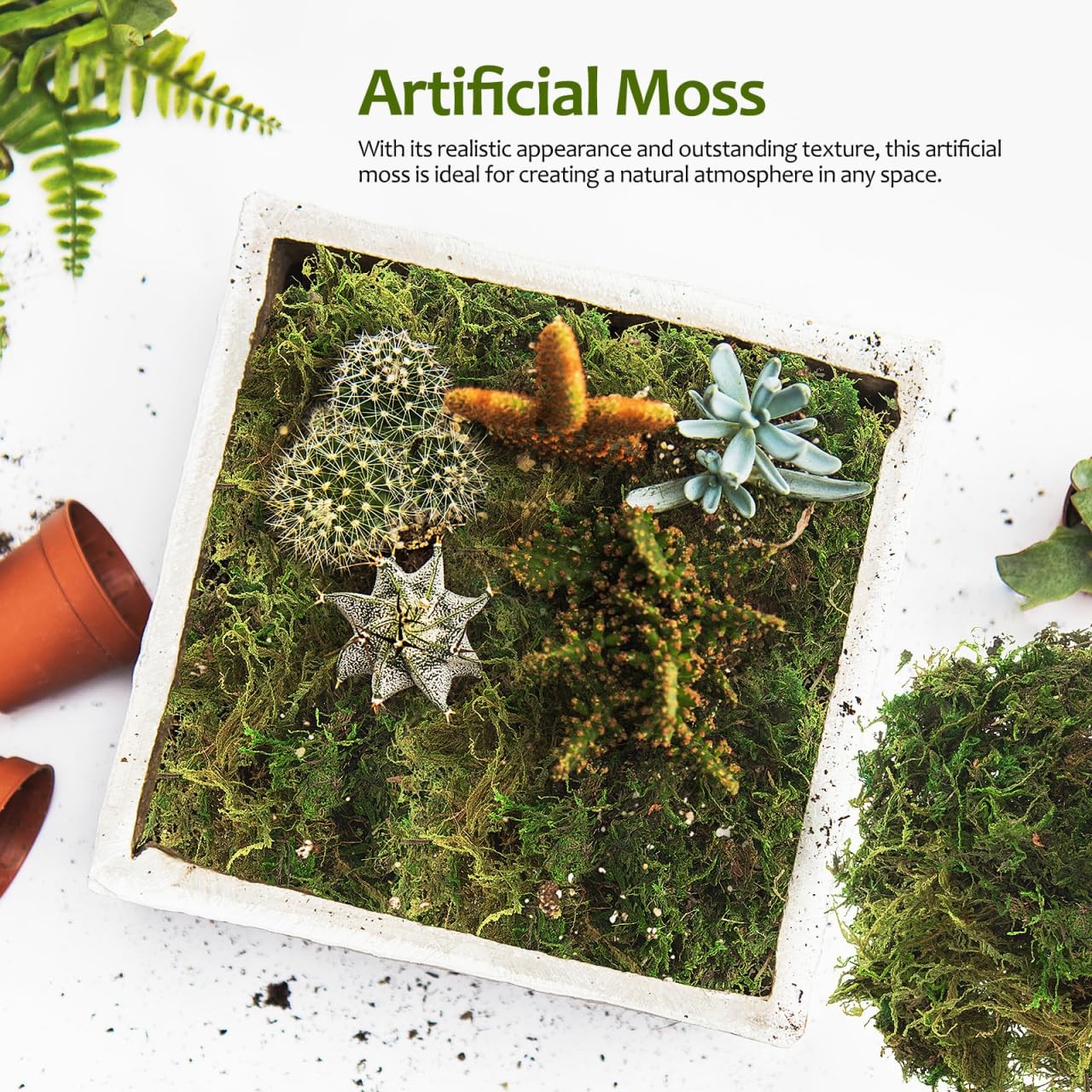 Artificial Fake Moss Green Decorative Faux Moss for Plants Indoor Crafts Home…