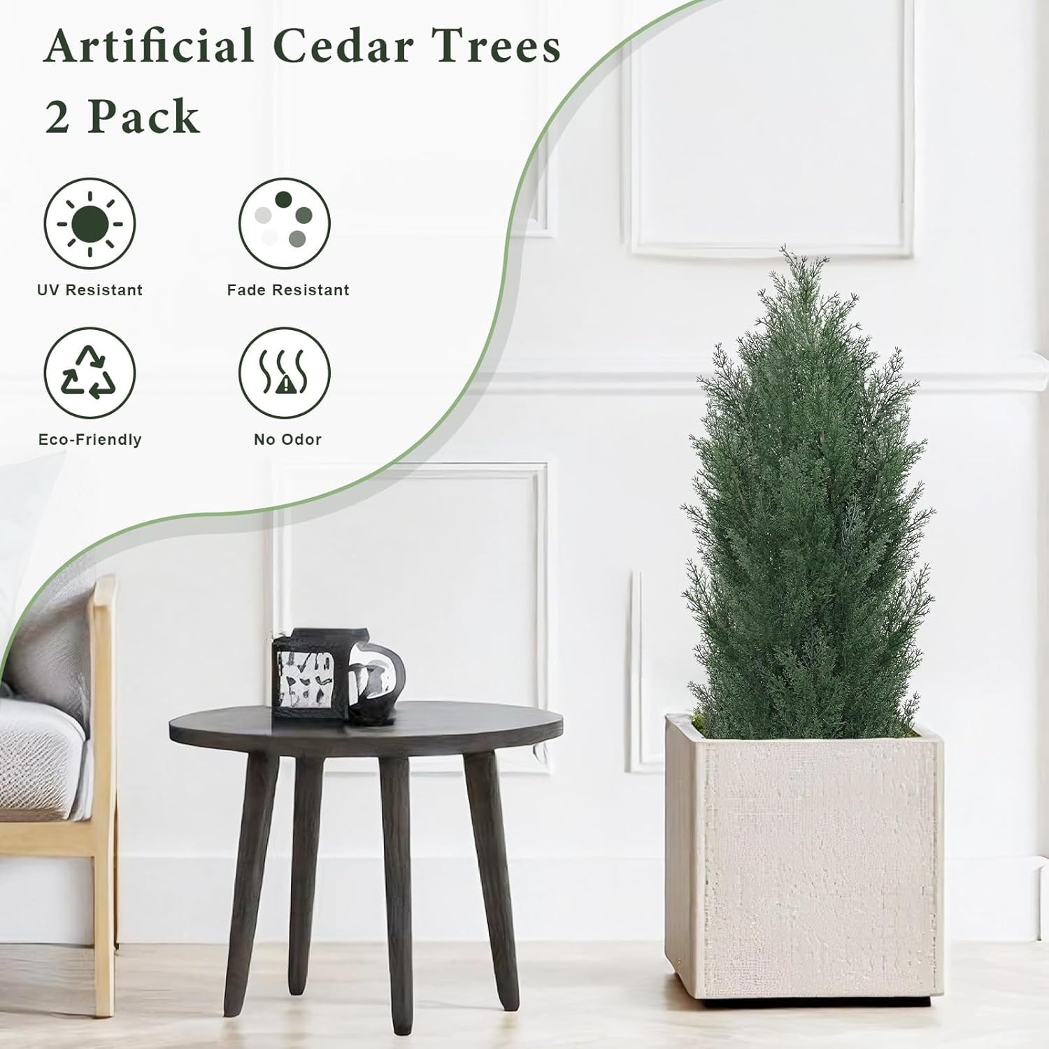 3Ft Artificial Topiary Trees Set of 2 – UV Resistant Faux Cedar for Outdoors