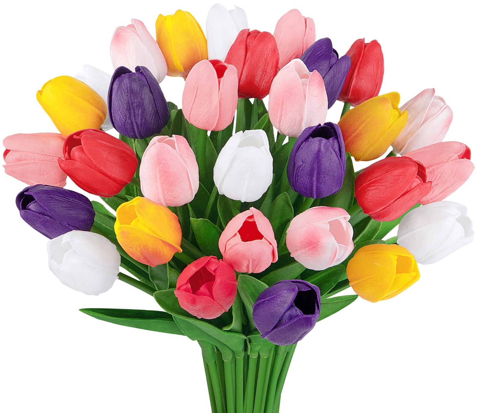 30 Pcs Multicolor Artificial Tulips Flowers for Decoration Real Touch PU Faux