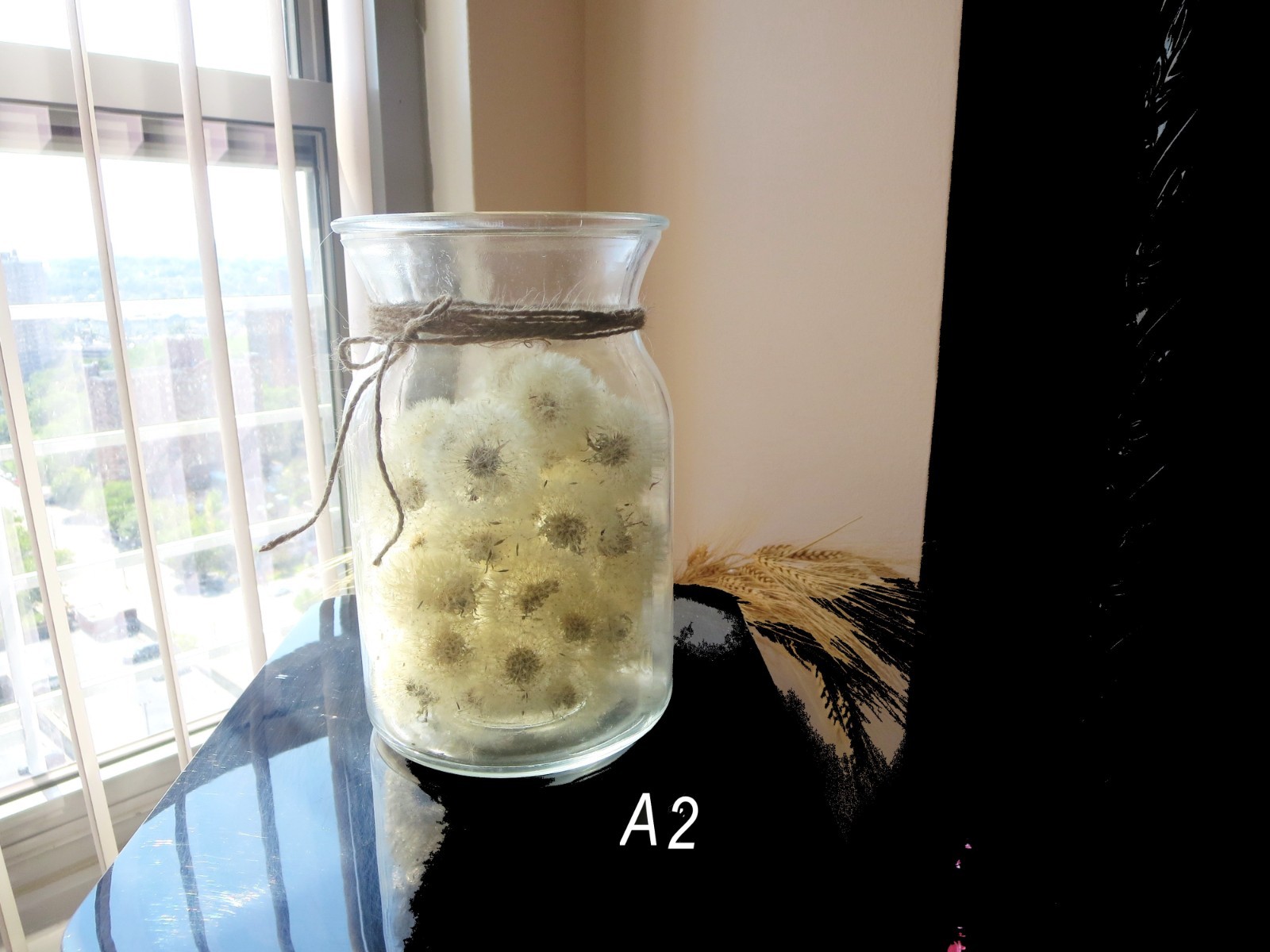 Dandelion In Glass Decoration Plant Flower Home decor Gift for her